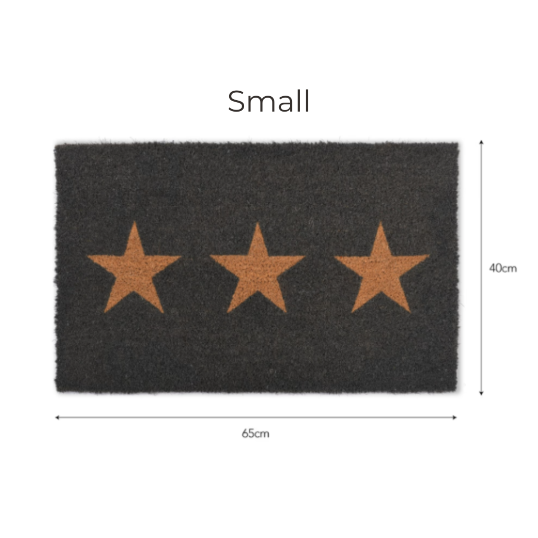 Charcoal Coir Doormat with 3 Stars - 2 sizes