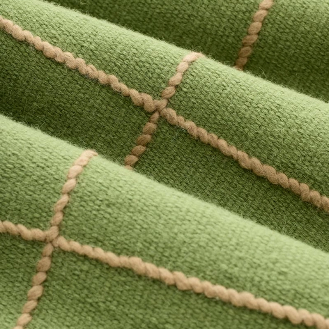 Cactus Green & Beige Grid Rug in 2 Sizes