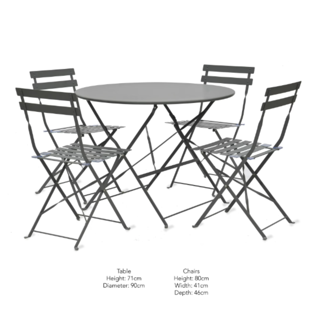 Large Bistro Set in Carbon (Table + 2 Chairs)