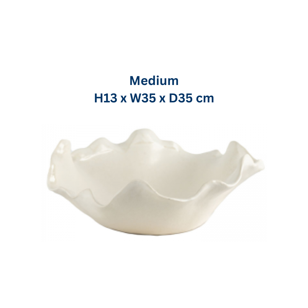 White Handkerchief Ceramic Bowl in 2 Sizes