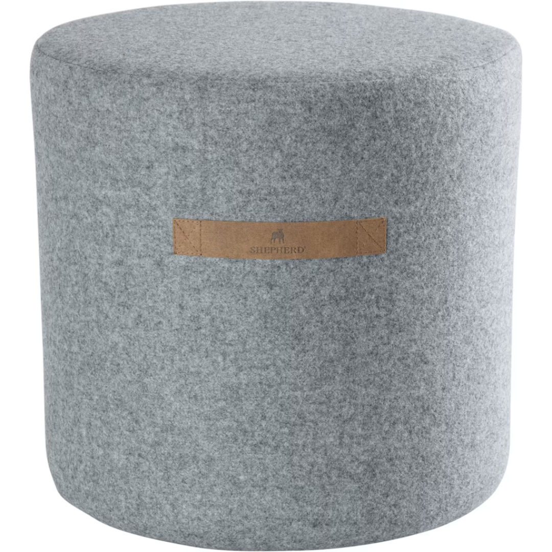 Grey Round Wool Pouffe in 2 Sizes