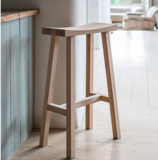 Contemporary Bar Stool Natural Oak Seat & Legs