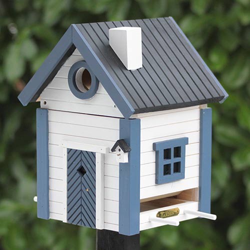 Blue & White Cottage Bird Feeder & Nesting Box