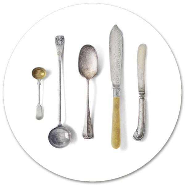 Placemat Round Cutlery White