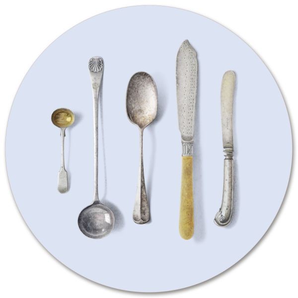 Placemat Round Cutlery Blue