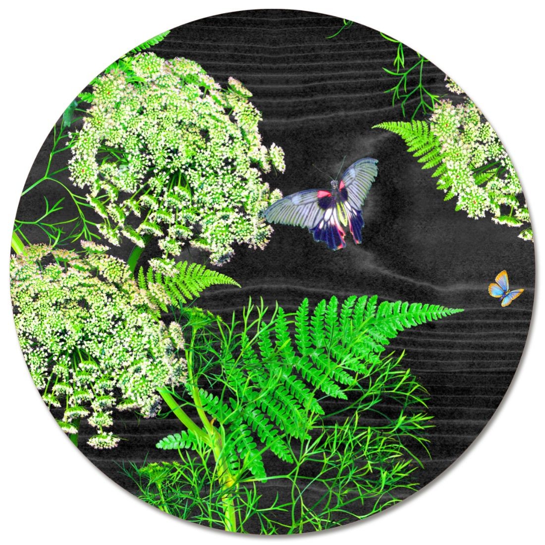 Placemat Round Black Dill