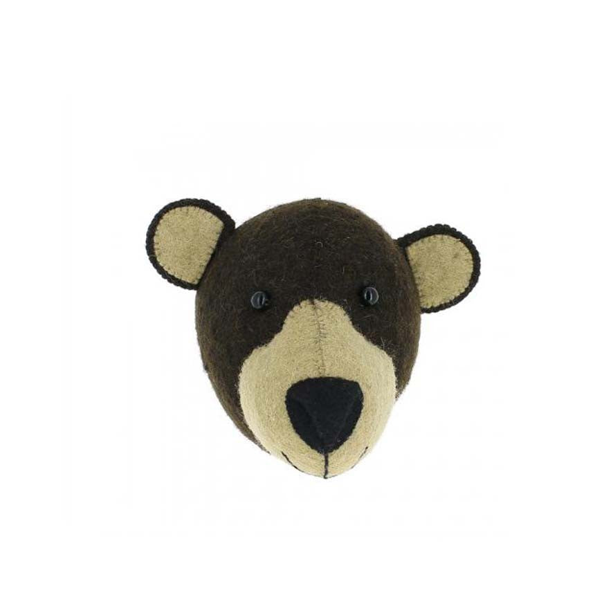 mini felt brown bar wall animal head