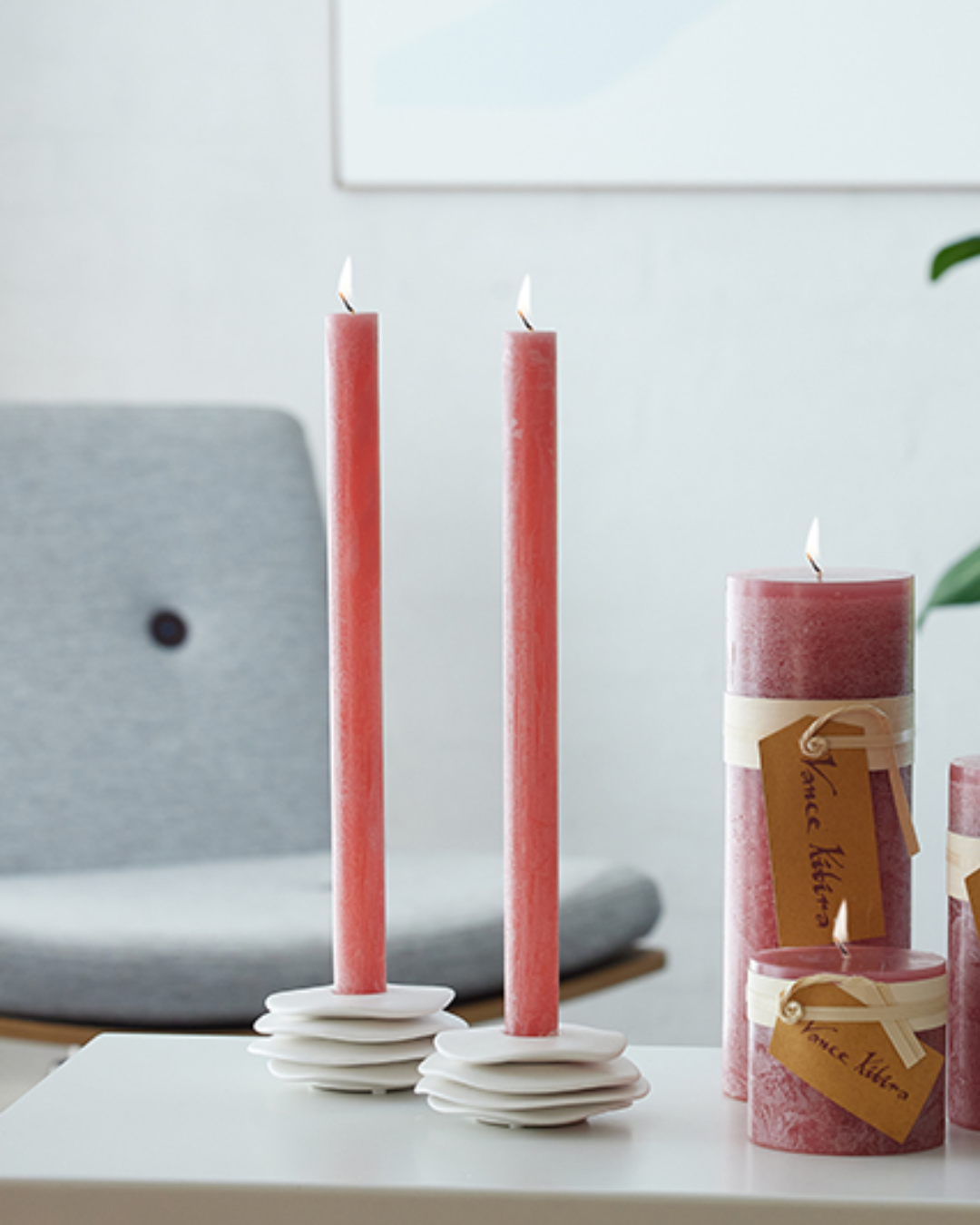 Layered Ceramic Candle Holder in 3 Colours