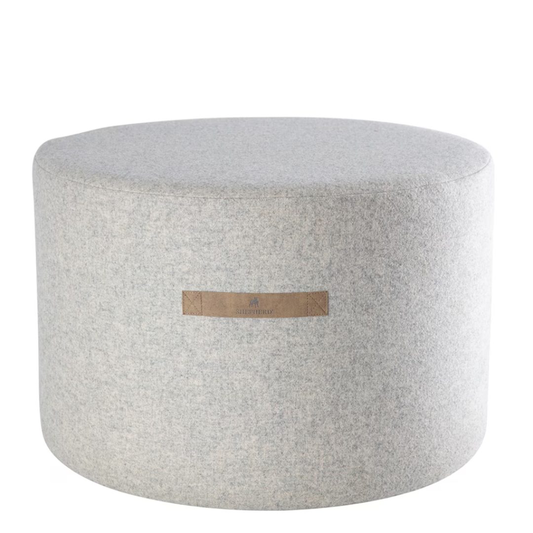 Cream Round Wool Pouffe in 2 Sizes