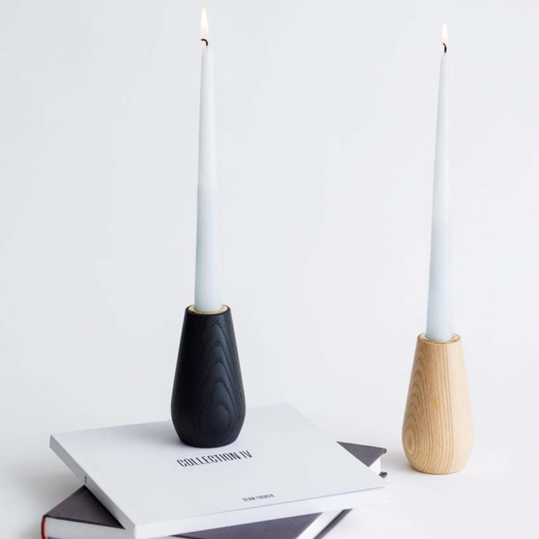 Ebonised Ash Spun Candle Holders - 3 sizes