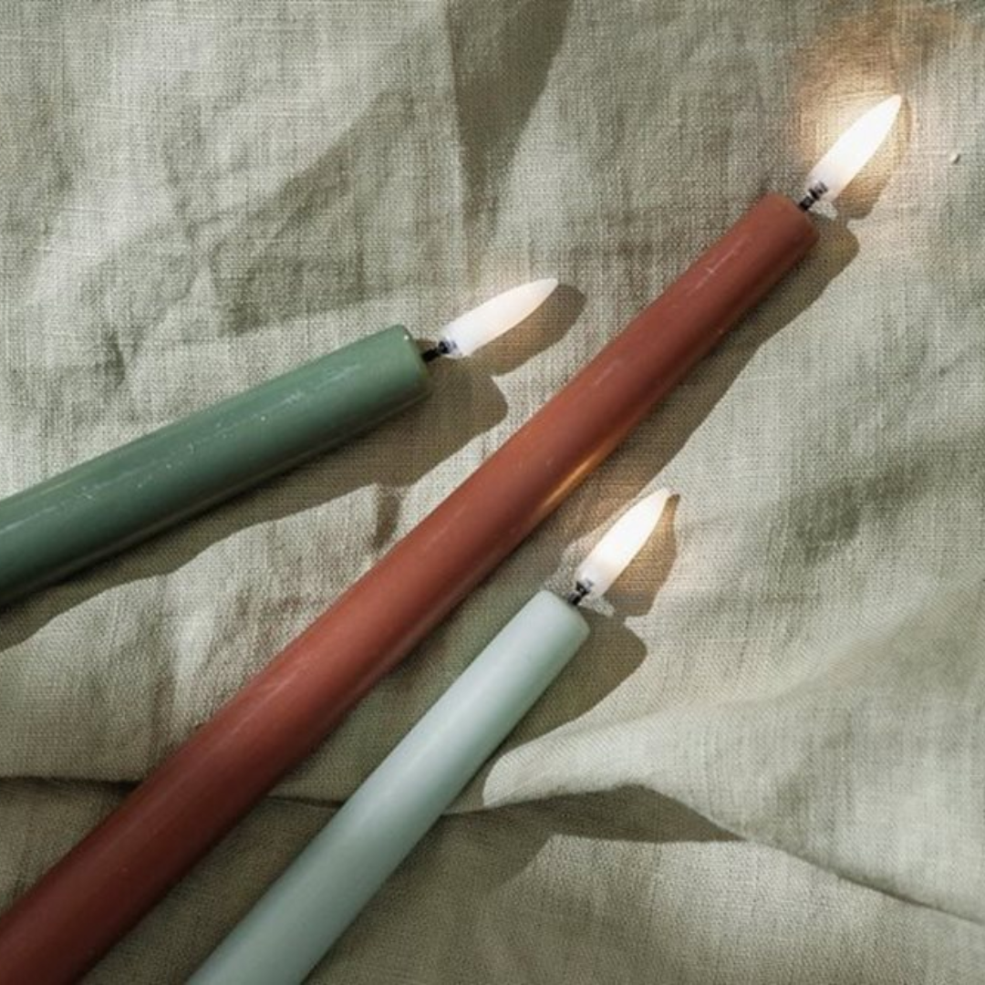 Medium Smooth Slim Taper Candles 32cm in 8 Colours