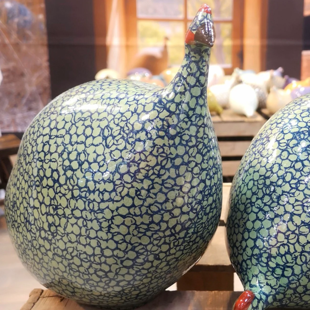 Green Speckled Cobalt Guinea Fowl