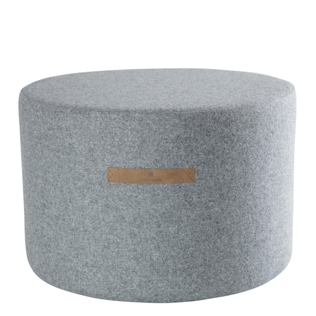 Grey Round Wool Pouffe in 2 Sizes