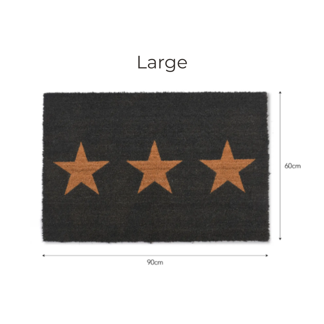 Charcoal Coir Doormat with 3 Stars - 2 sizes