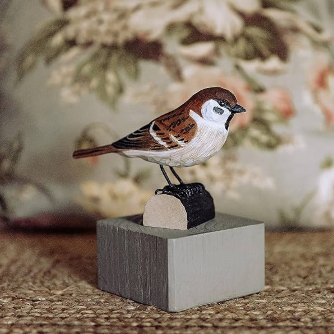 Hand-Carved Wooden Bird in 5 Bird Types