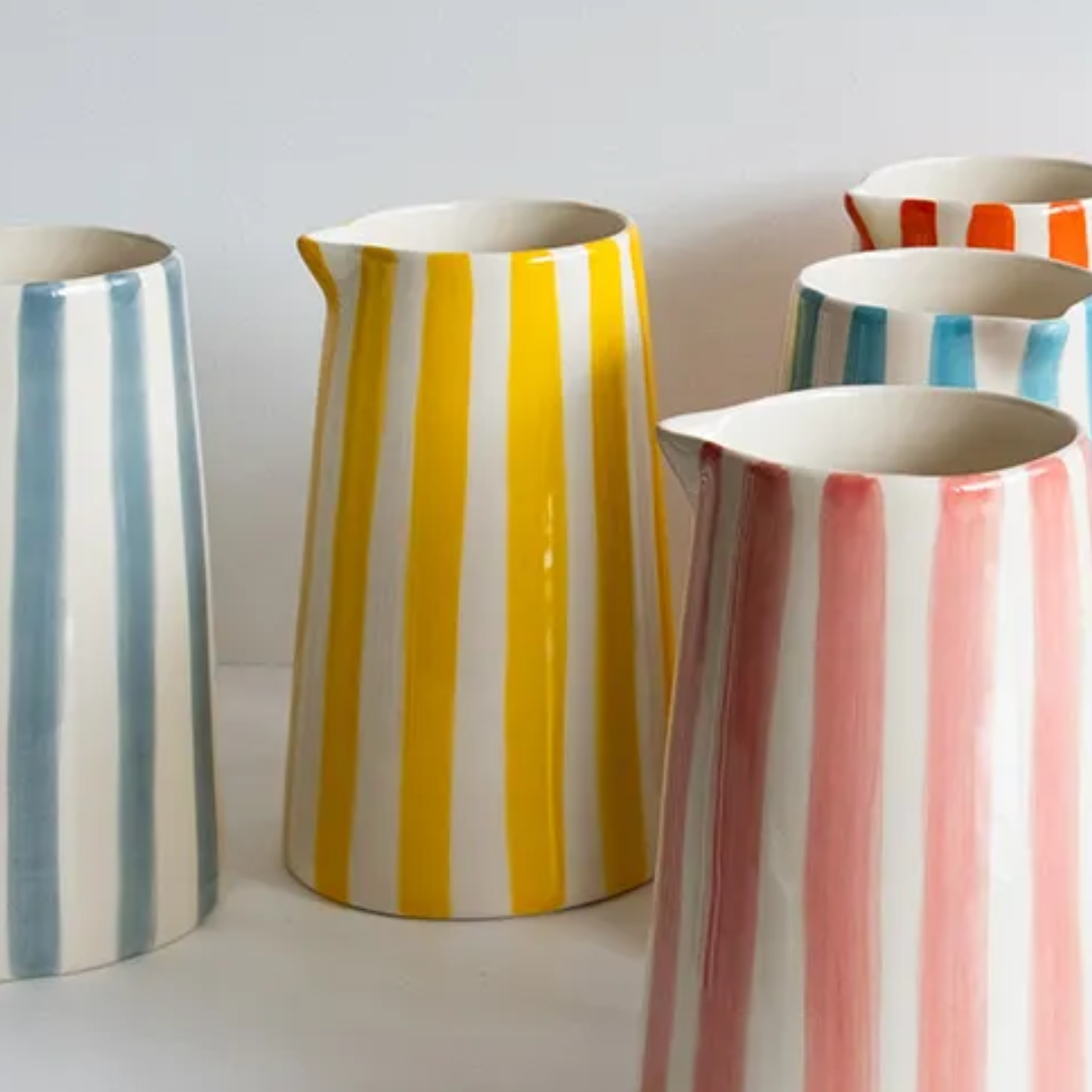 Ceramic Pitcher Candy Stripe - 4 Colours