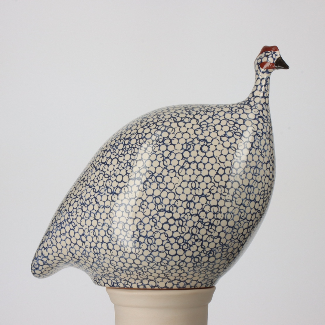 White Speckled Cobalt Guinea Fowl