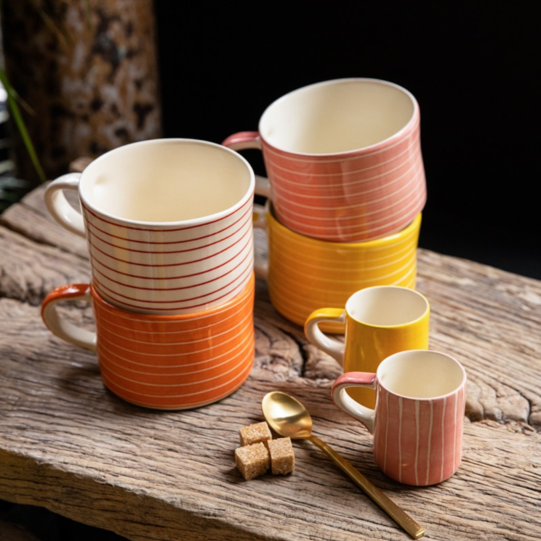 Ceramic Large Mug Sgrafitto Stripe