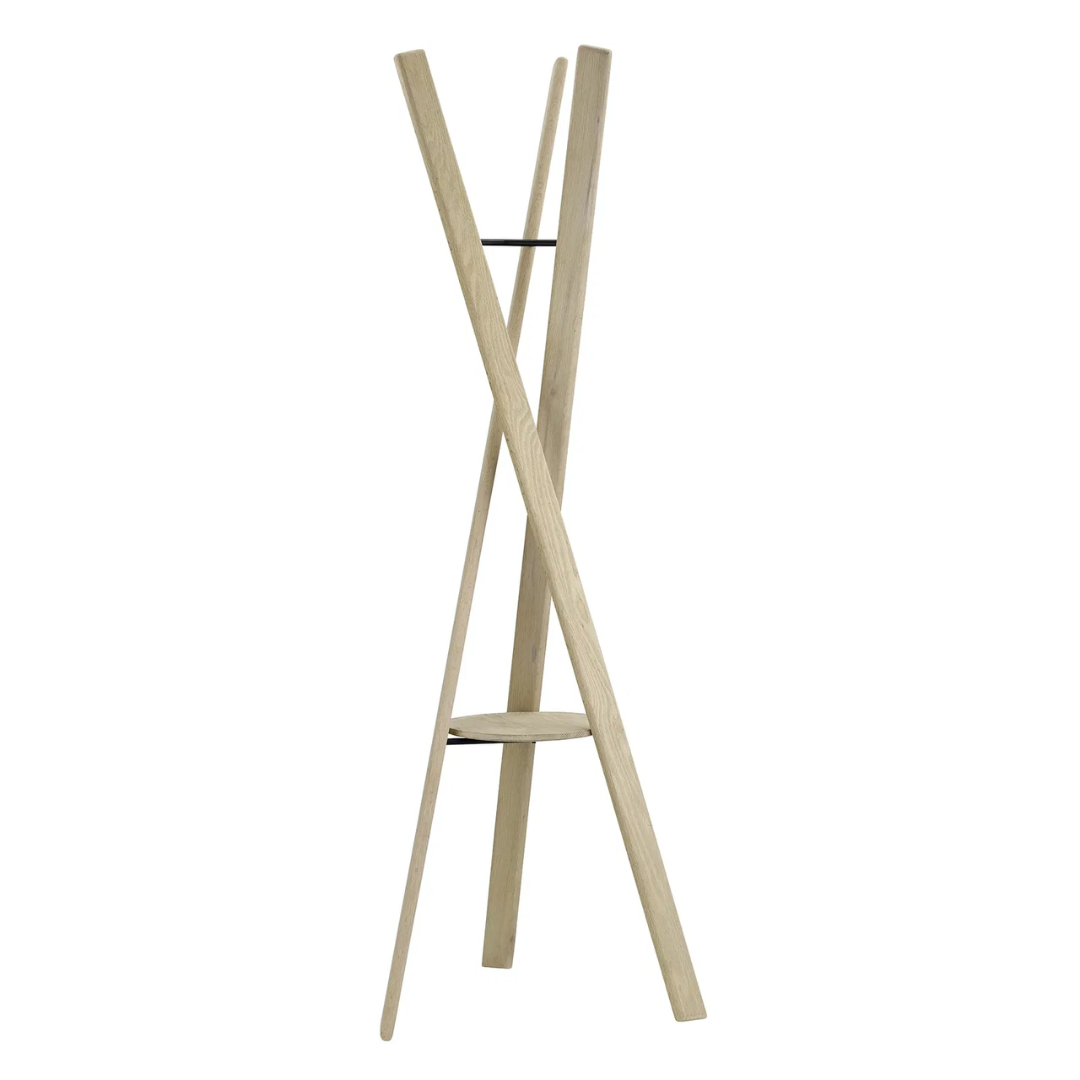Slender Criss-Cross Oak Coat Stand