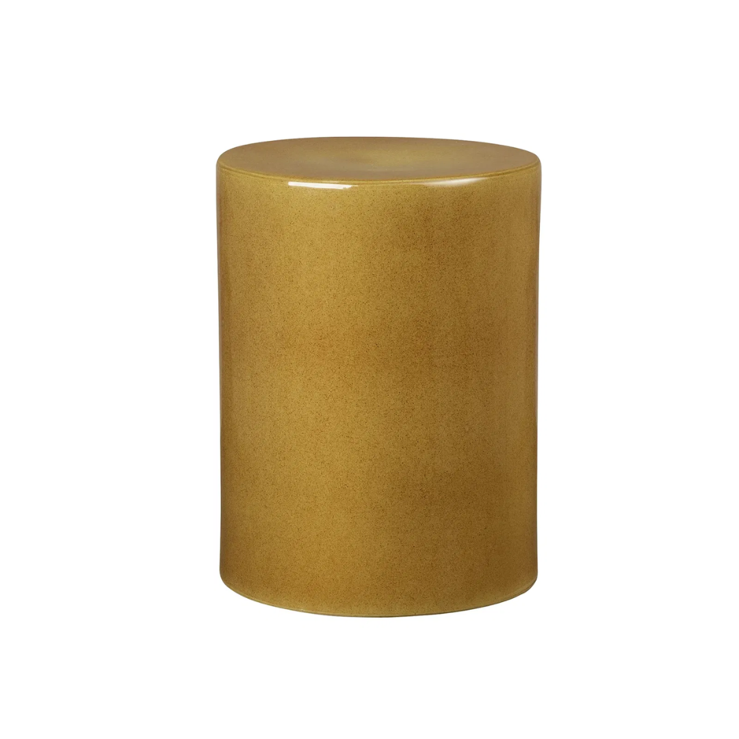 Indian Tan Ceramic Stool & Side Table