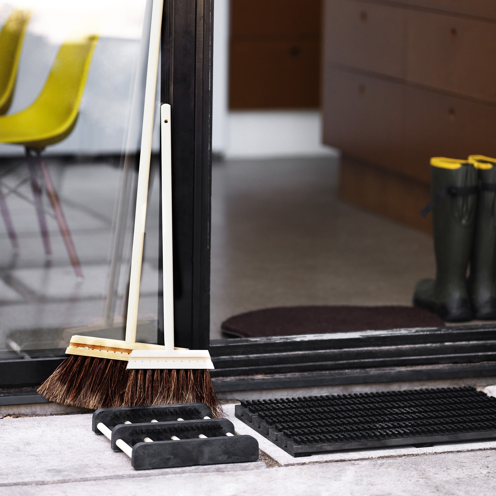 Black doormat and shoe scraper This Swedish door mat