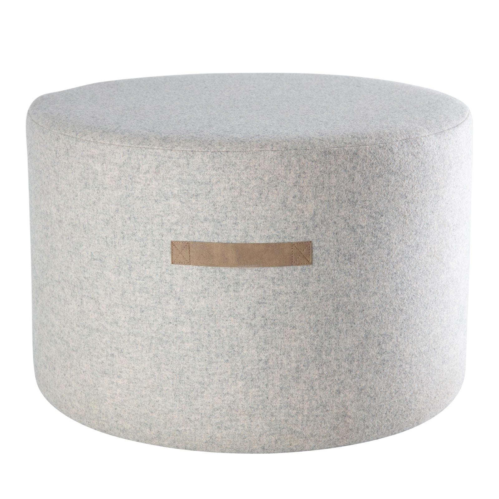 Large Cream Round Wool Pouffe
