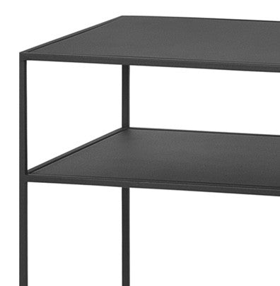black powder coated steel console table for halls and living rooms