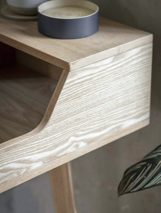 Ash Mid Century Style Timber Desk with Storage