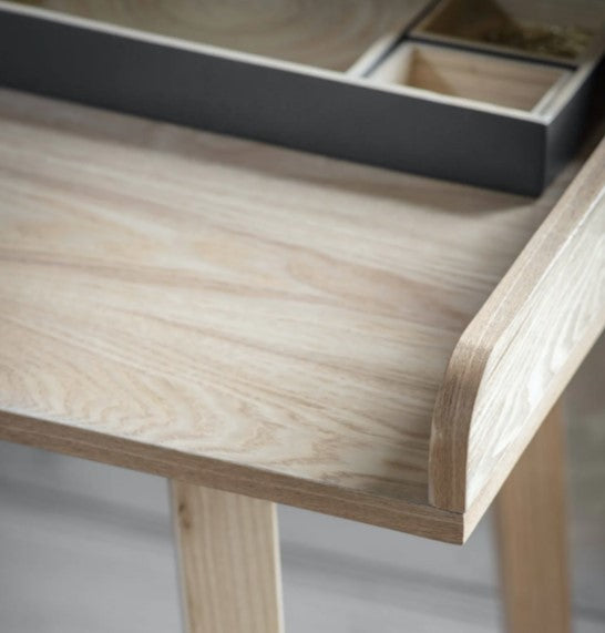 Ash Mid Century Style Timber Desk with Storage