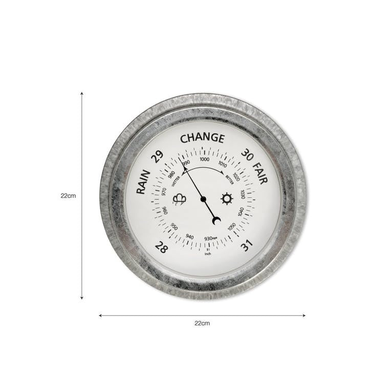 Outdoor Garden Barometer - Galvanised Steel
