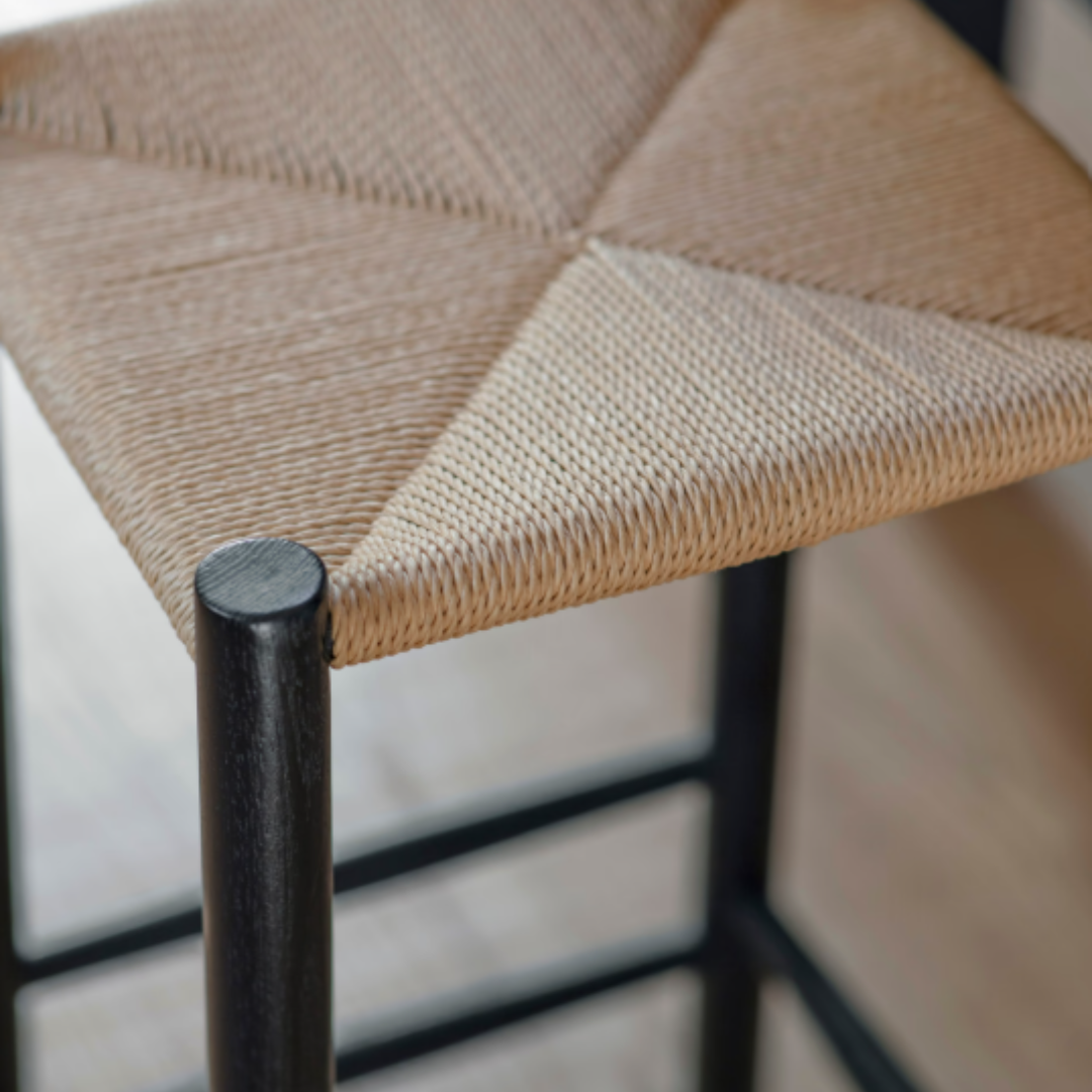 Oak & Papercord Bar Stool in Natural or Carbon