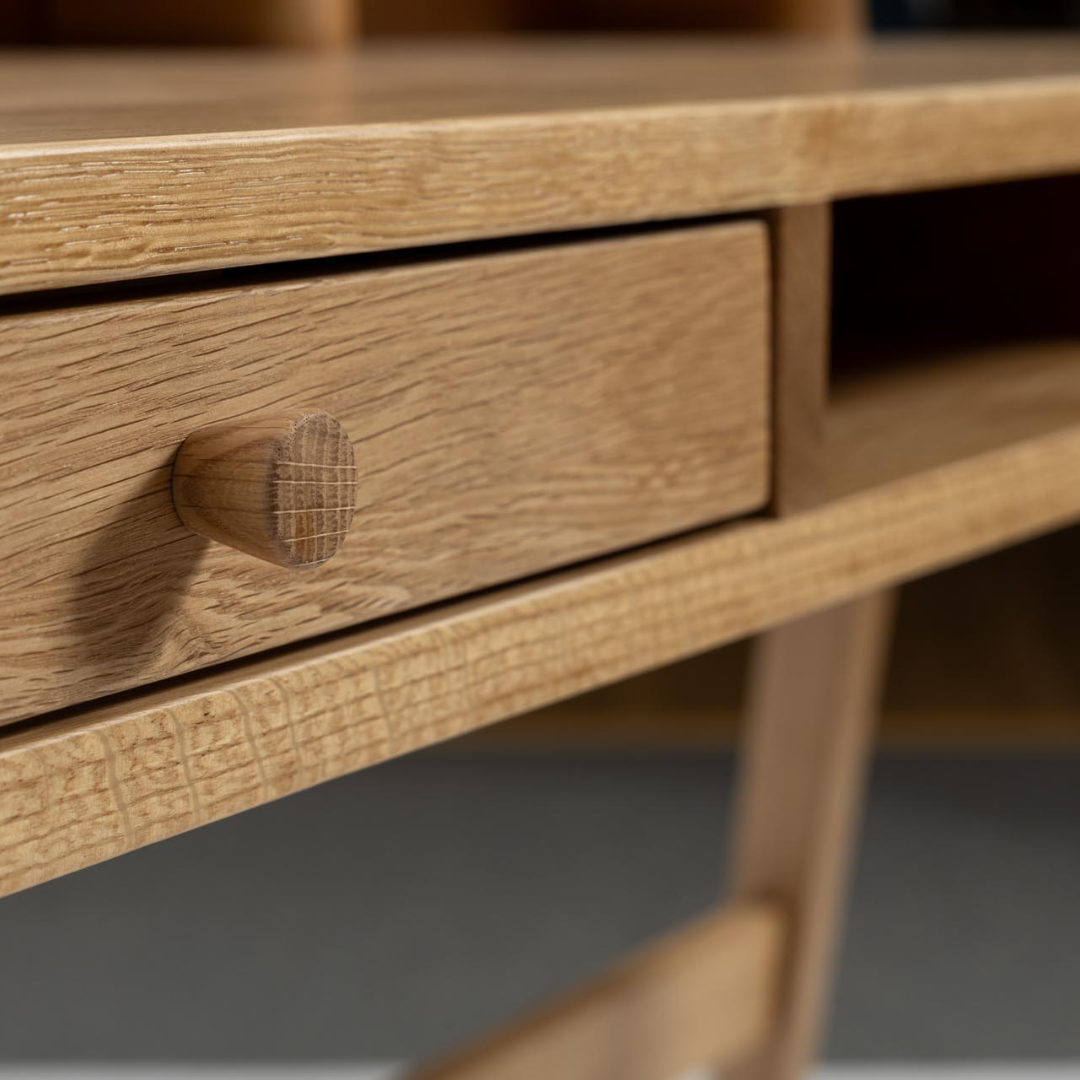 Contemporary Oak Desk with Shelves & Drawers