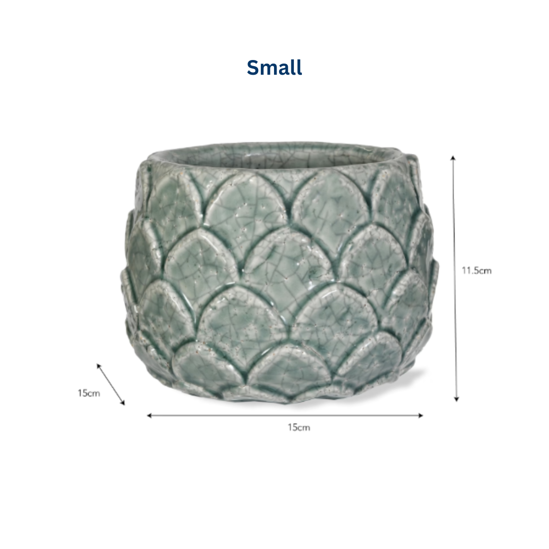 Ceramic Artichoke Leaf Plant Pot in 2 Sizes