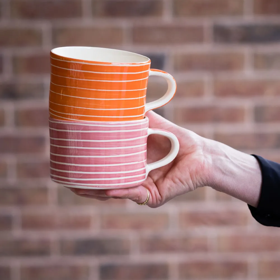 Ceramic Large Mug Sgrafitto Stripe