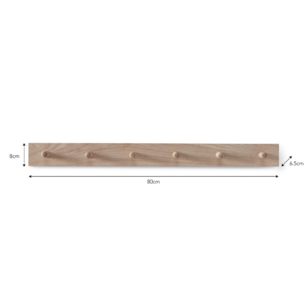 Oak Peg Rail in 3 or 6 Peg