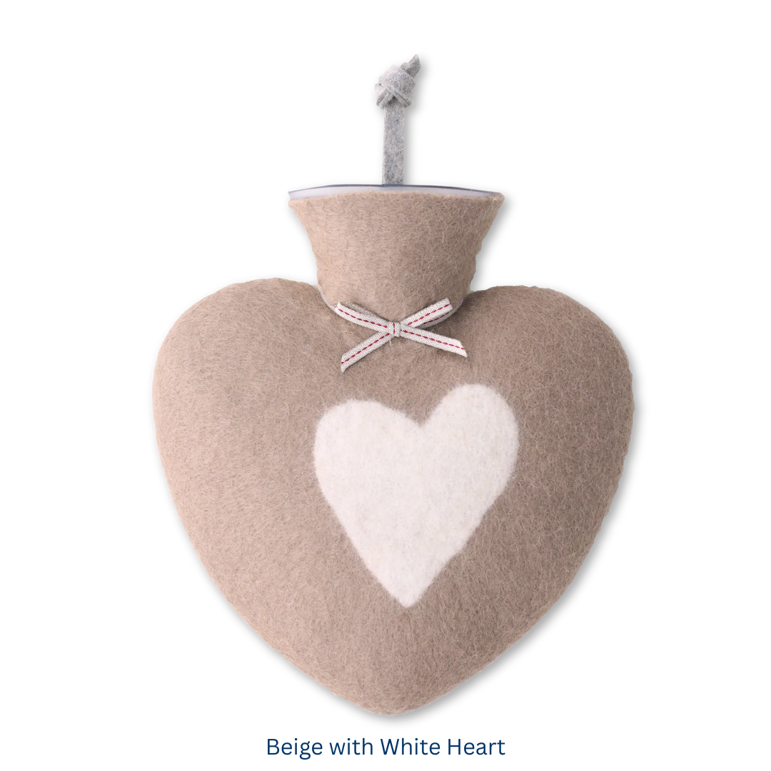Soft Neutral Heart Hot Water Bottle in 5 Colours