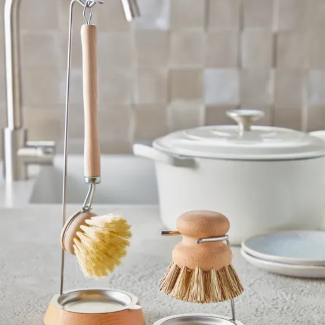 Round Dish Brush Set with Handle