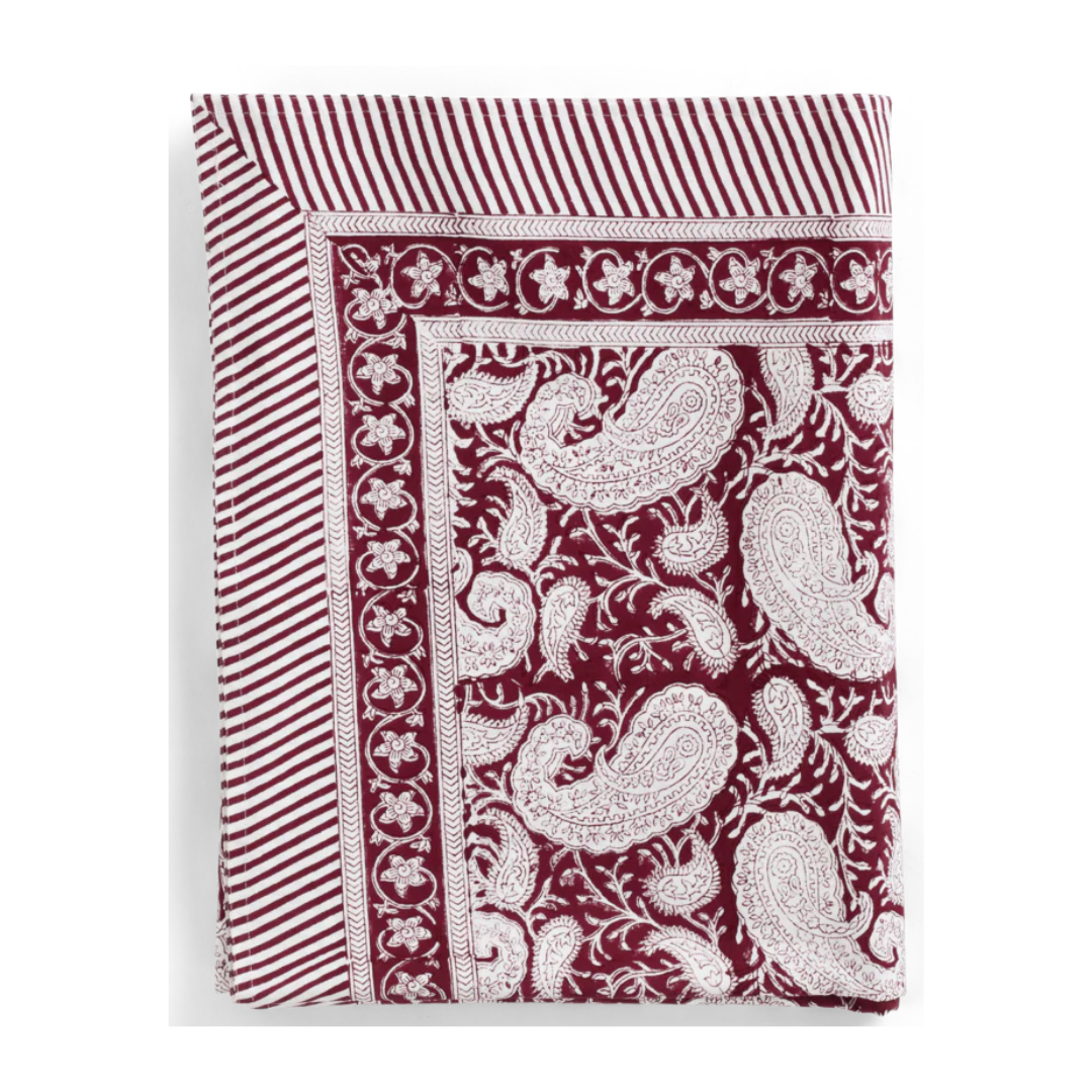 Red Big Paisley Tablecloth in 2 Sizes