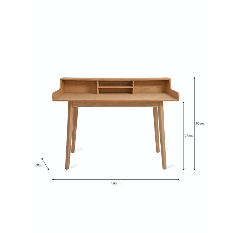 Ash Mid Century Style Timber Desk with Storage