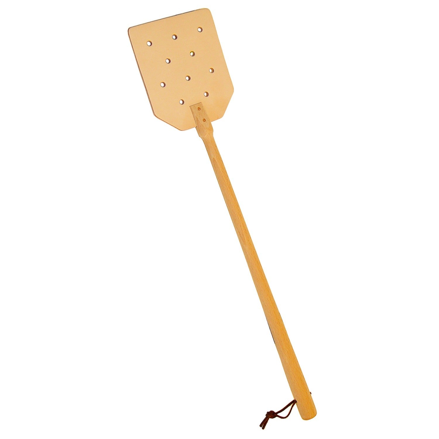 stylish timber fly swatter with leather