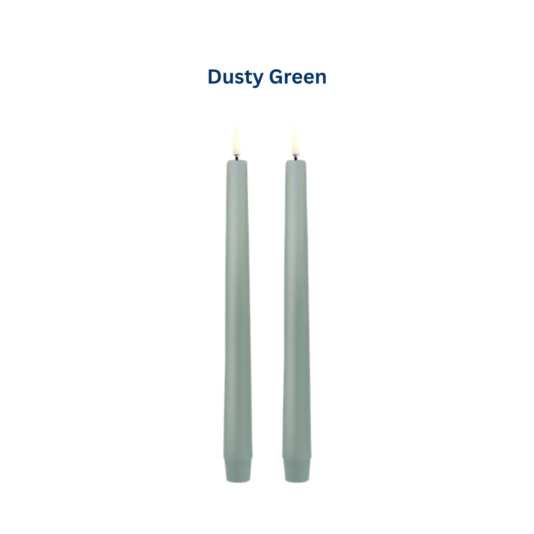 Small Smooth Slim Taper Candles 25cm in 8 Colours