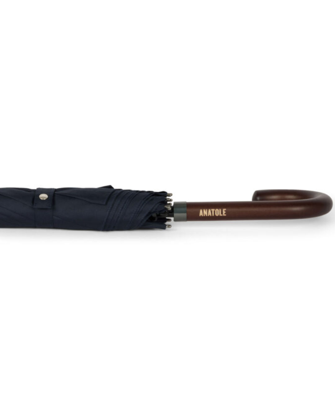 Navy Blue Umbrella with Wood Handle