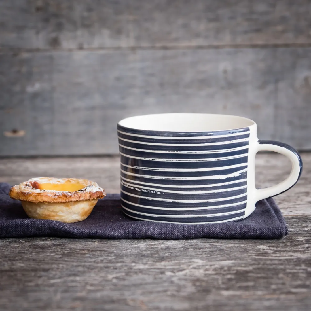 Ceramic Large Mug Sgrafitto Stripe