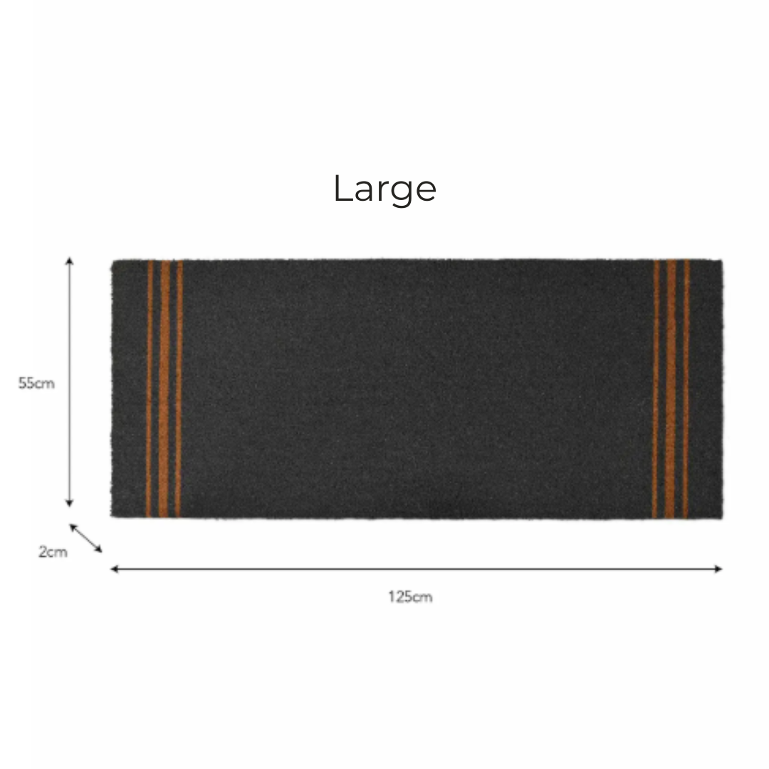 Charcoal Coir Doormat with Three Stripes in 3 Sizes