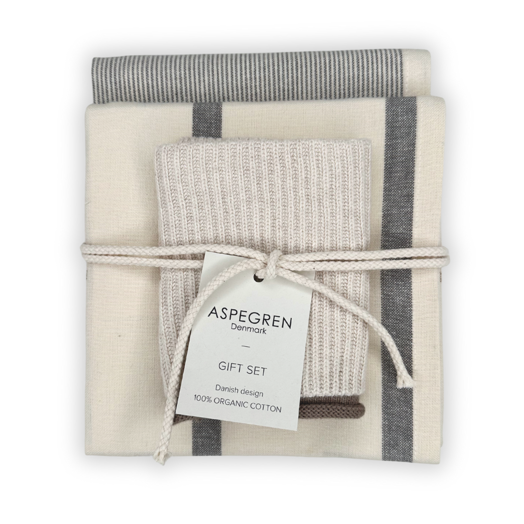Smoked Salt Tea Towel & Dishcloth Gift Set of 3
