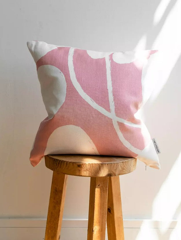 Linen Water Lilies Cushion in Pink
