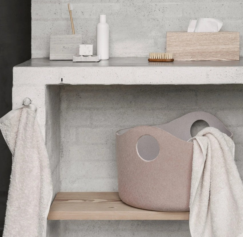 Small Felt Storage Basket in Beige