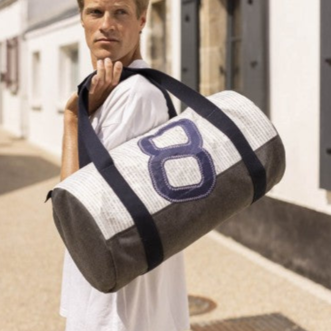 Recycled Sail Duffel Bag in Light Grey