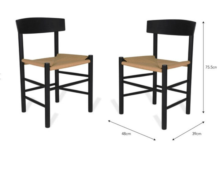 Pair of Oak Chairs in Black