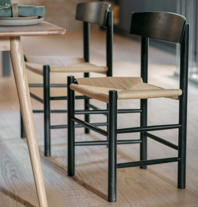 Pair of Oak Chairs in Black